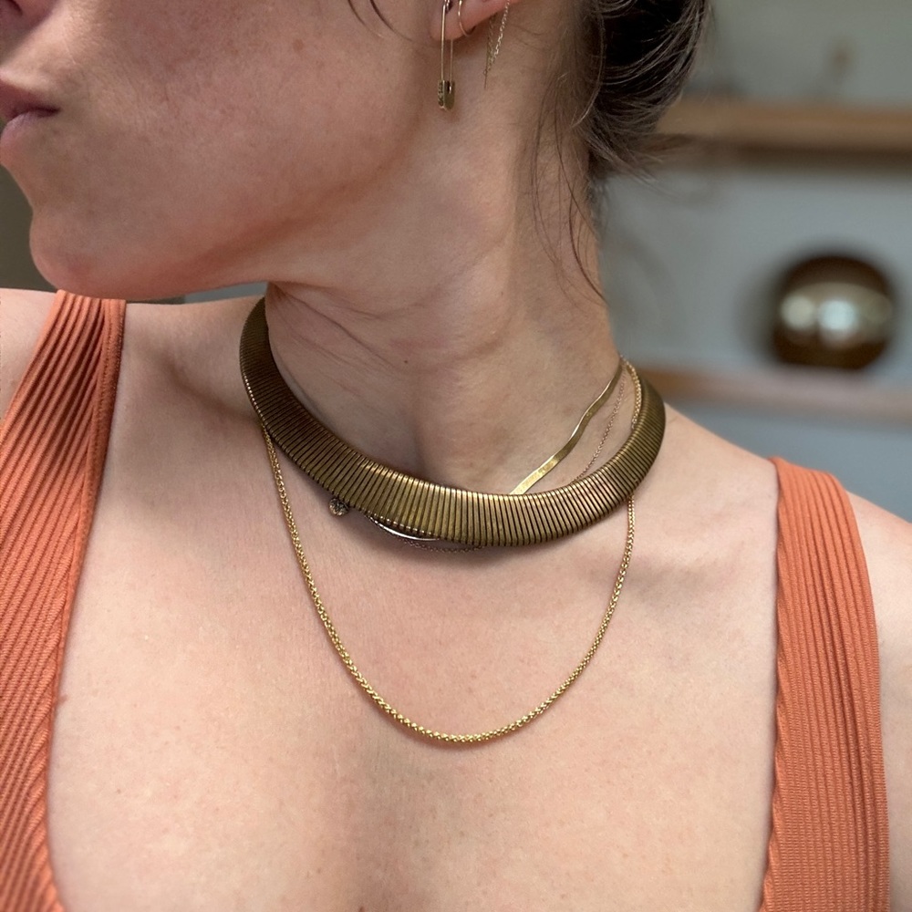 Chunky Brass Herringbone Choker